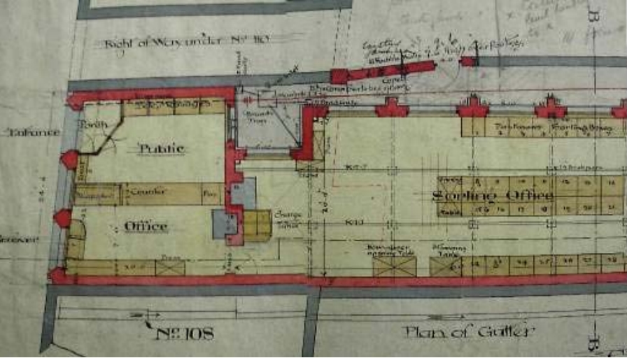 James’s Street Former P.O.; Part Original Ground Floor Plan (National Archives of Ireland, reproduced in Crean)